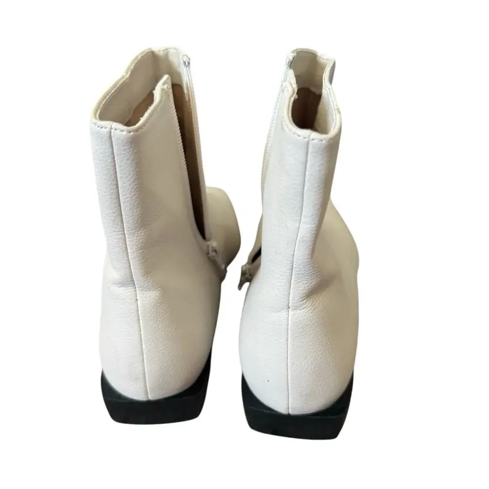 Linea Paolo Faux leather Rad Ankle Boots in cream